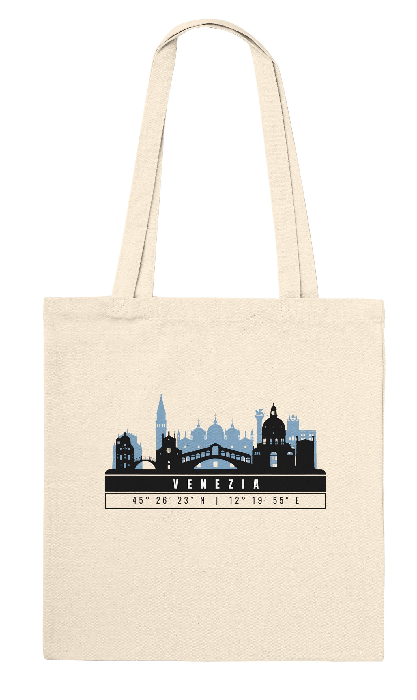 Venezia Skyline Tote Bag – Borsa in Cotone Riutilizzabile con Coordinate