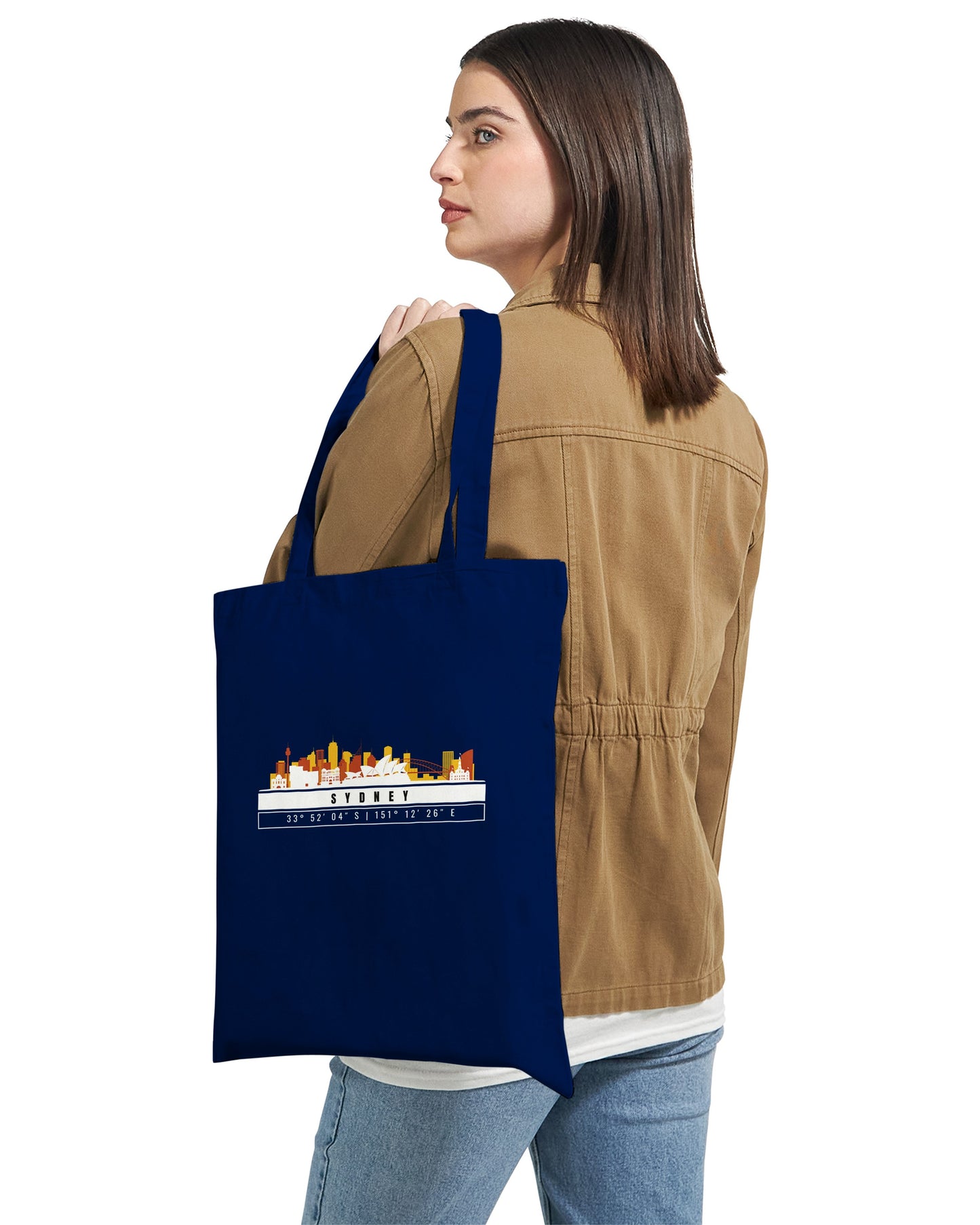 Sydney Skyline Tote Bag – Borsa in Cotone Riutilizzabile con Coordinate