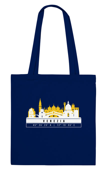 Venezia Skyline Tote Bag – Borsa in Cotone Riutilizzabile con Coordinate