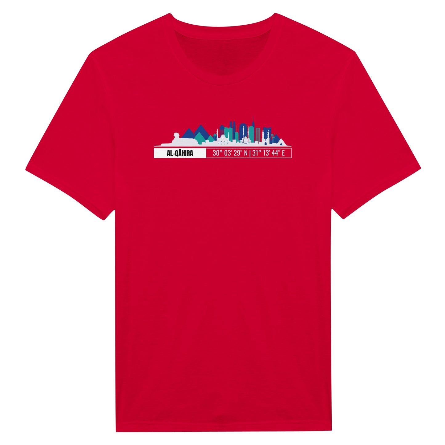T-Shirt Il Cairo con Skyline e Coordinate – Minimal City Tee, Egypt Travel Gift