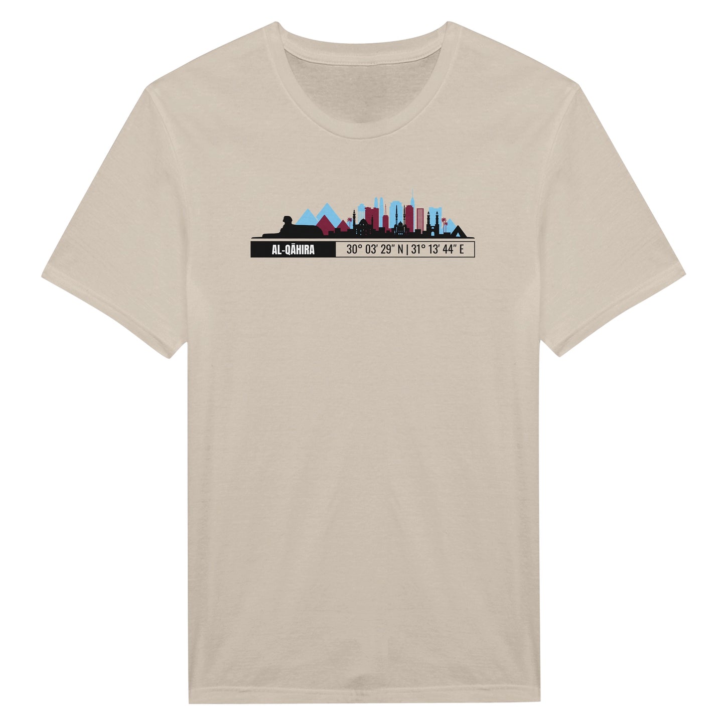 T-Shirt Il Cairo con Skyline e Coordinate – Minimal City Tee, Egypt Travel Gift