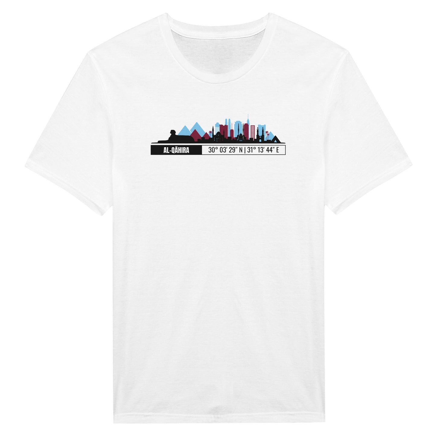 T-Shirt Il Cairo con Skyline e Coordinate – Minimal City Tee, Egypt Travel Gift