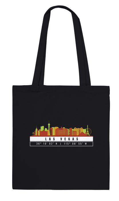 Las Vegas Skyline Tote Bag – Borsa in Cotone Riutilizzabile con Coordinate