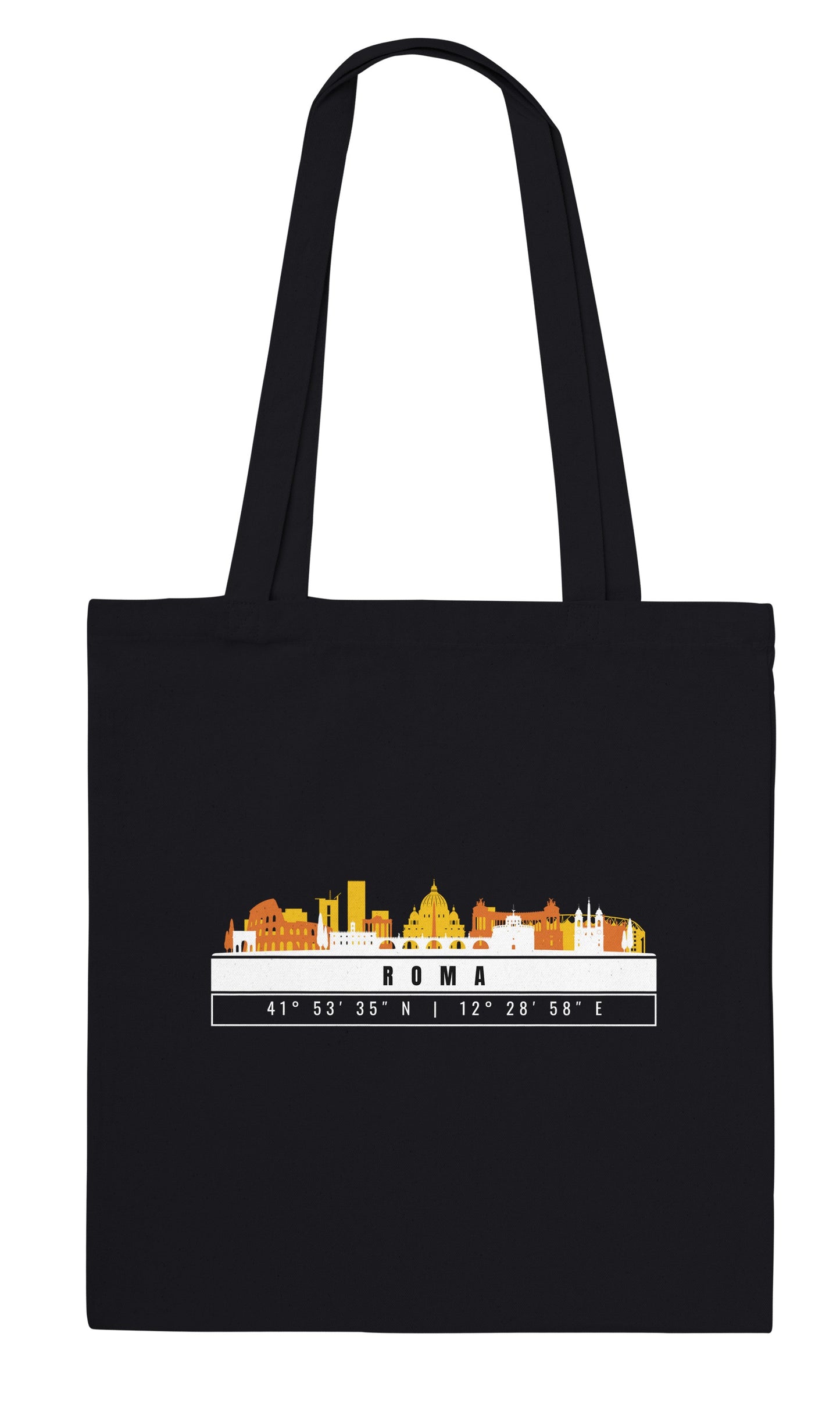 Rome Skyline Tote Bag – Borsa in Cotone Riutilizzabile con Coordinate