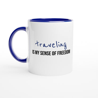 Travel Is Freedom – Tazza  con Frase Motivazionale e Bussola – Mug Minimal per Amanti dell’Esplorazione e dei Viaggi