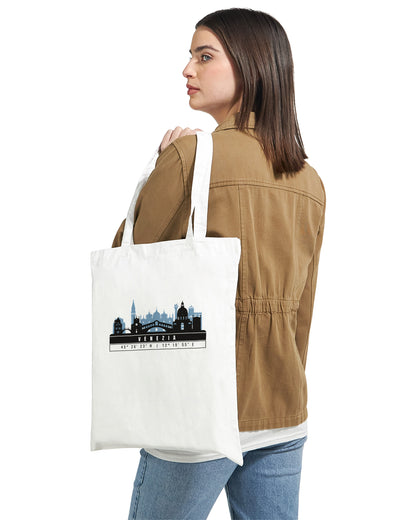 Venezia Skyline Tote Bag – Borsa in Cotone Riutilizzabile con Coordinate