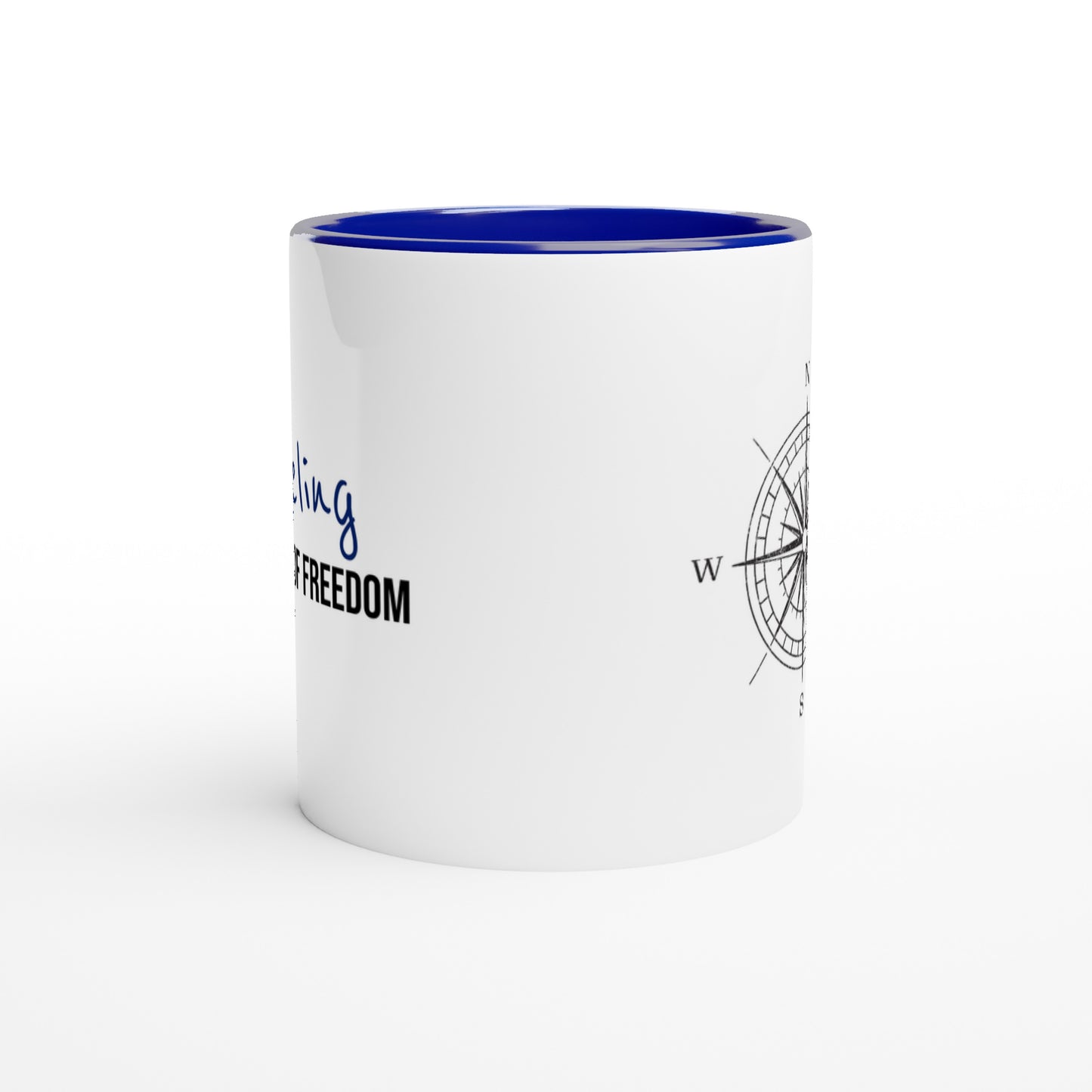 Travel Is Freedom – Tazza  con Frase Motivazionale e Bussola – Mug Minimal per Amanti dell’Esplorazione e dei Viaggi