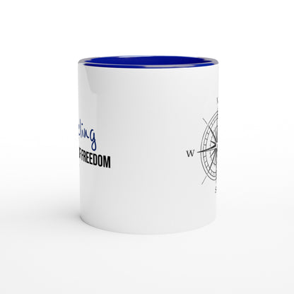Travel Is Freedom – Tazza  con Frase Motivazionale e Bussola – Mug Minimal per Amanti dell’Esplorazione e dei Viaggi