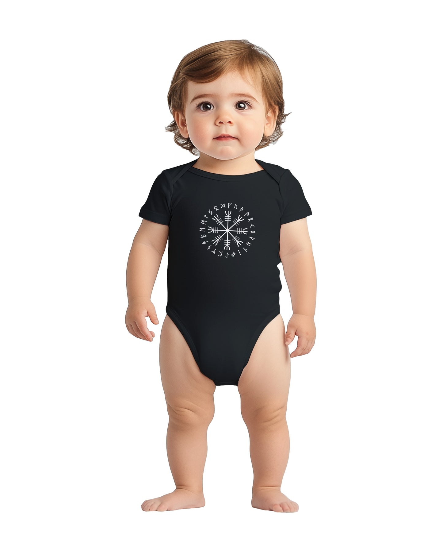 Vegvisir Viking Baby Bodysuit – Norse Compass Symbol Cotton Onesie