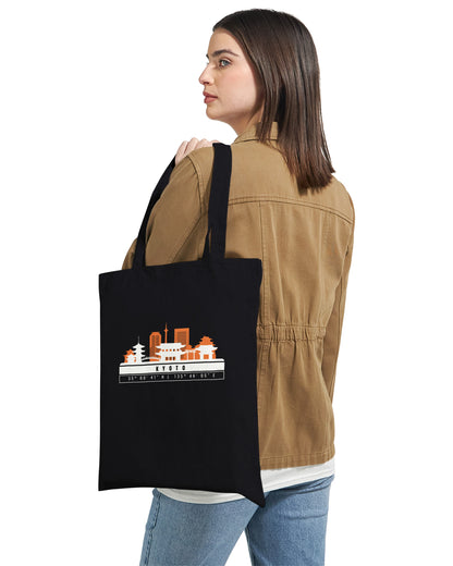 Kyoto Skyline Tote Bag – Borsa in Cotone Riutilizzabile con Coordinate