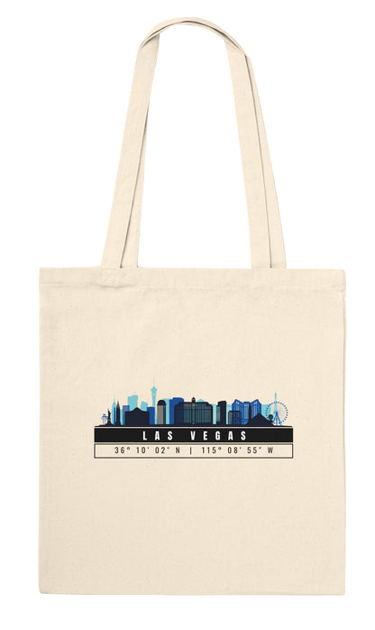 Las Vegas Skyline Tote Bag – Borsa in Cotone Riutilizzabile con Coordinate