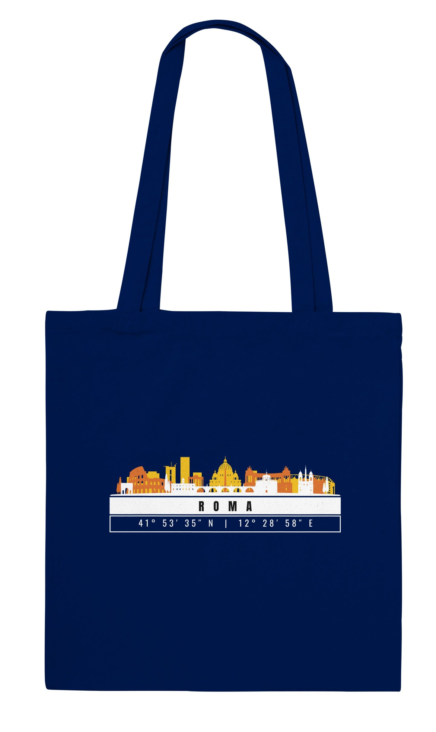 Rome Skyline Tote Bag – Borsa in Cotone Riutilizzabile con Coordinate