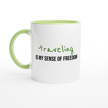 Travel Is Freedom – Tazza  con Frase Motivazionale e Bussola – Mug Minimal per Amanti dell’Esplorazione e dei Viaggi