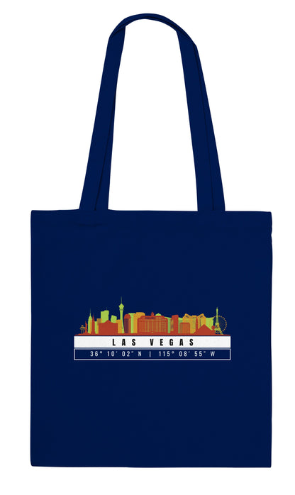 Las Vegas Skyline Tote Bag – Borsa in Cotone Riutilizzabile con Coordinate