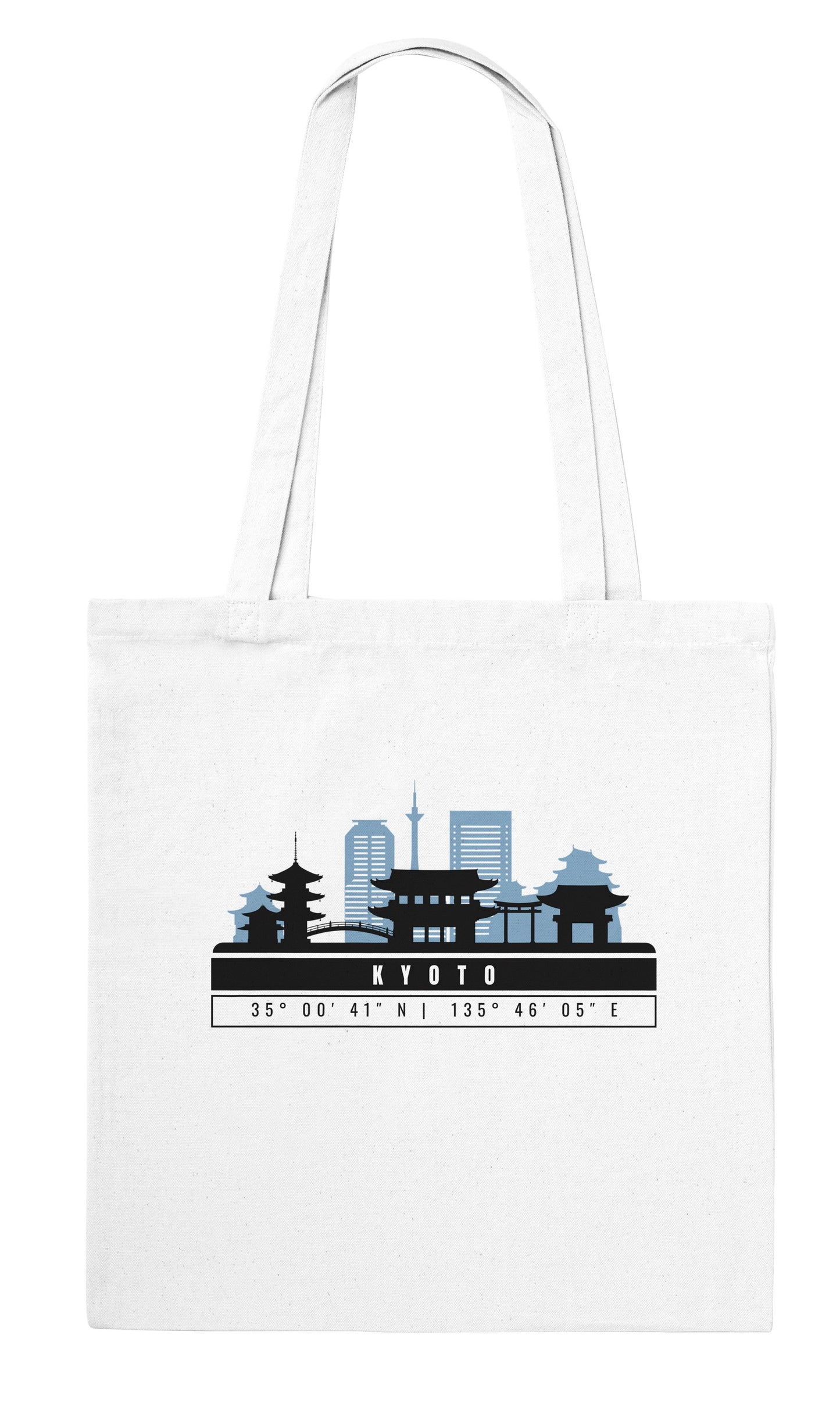Kyoto Skyline Tote Bag – Borsa in Cotone Riutilizzabile con Coordinate