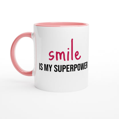 Smile Is My Superpower – Mug Bicolore – Tazza in Ceramica Divertente e Motivazionale