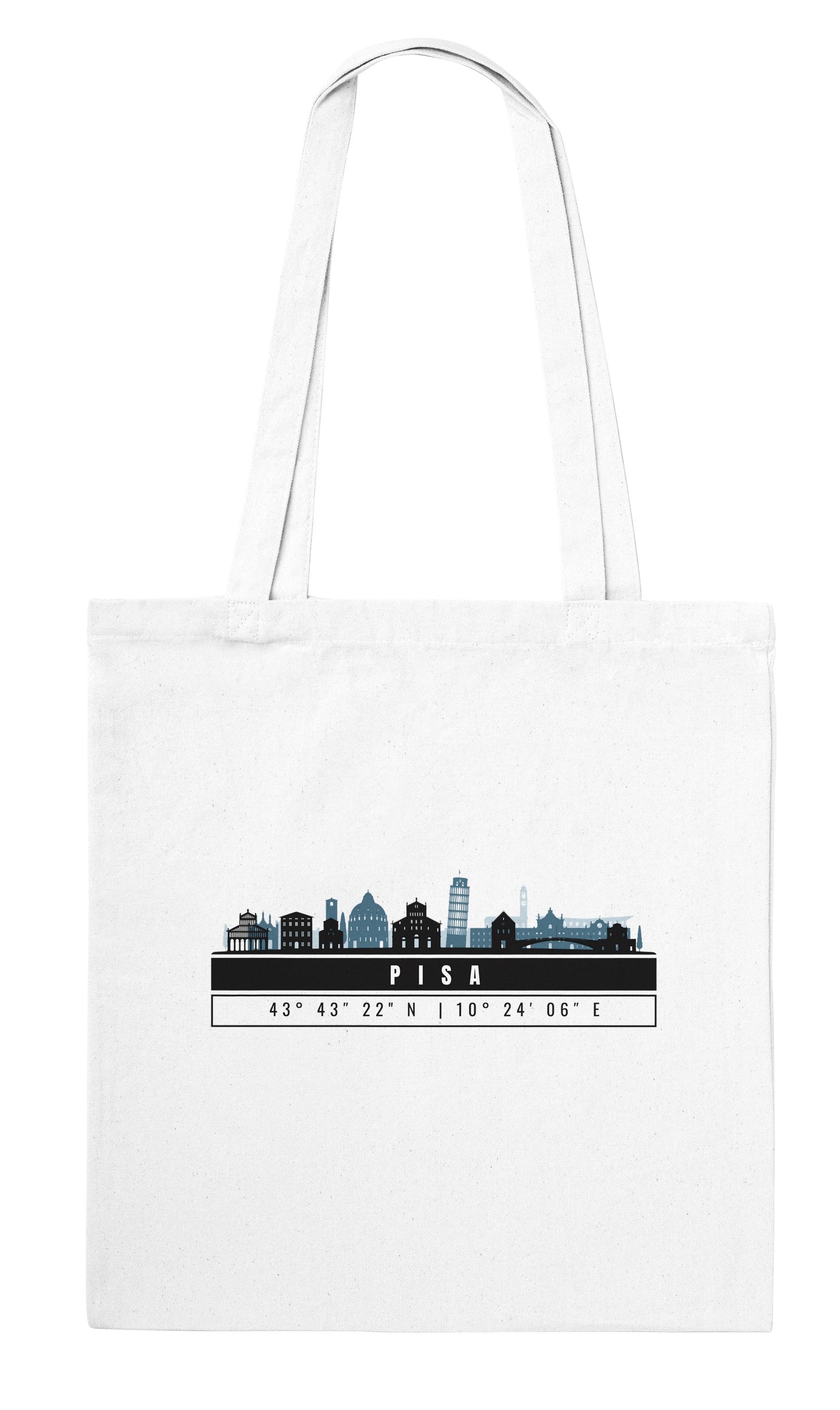 Pisa Skyline Tote Bag – Borsa in Cotone Riutilizzabile con Coordinate