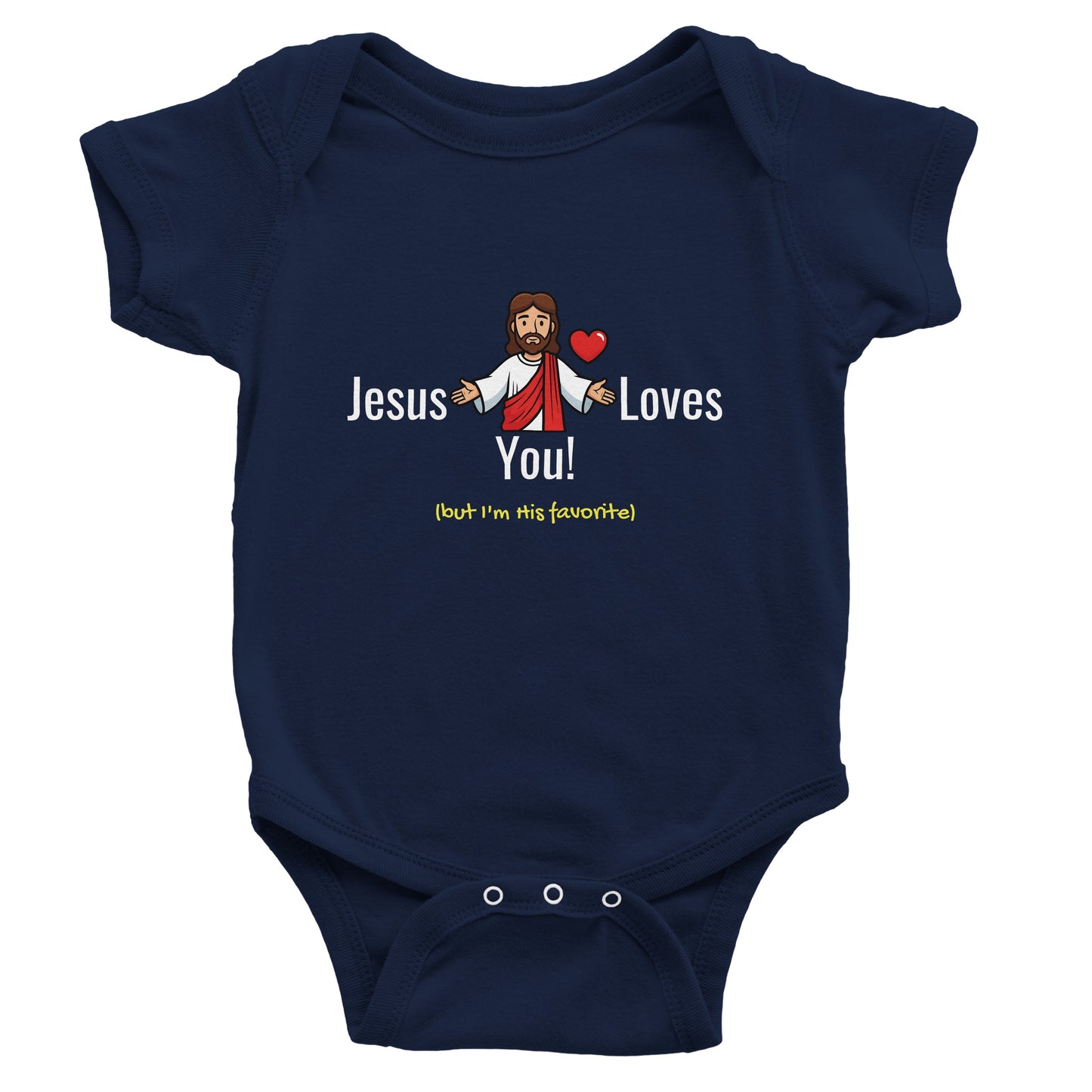 Jesus Loves You But I’m His Favorite Classic Baby Short Sleeve Bodysuit - Funny Christian Humor Baby Outfit