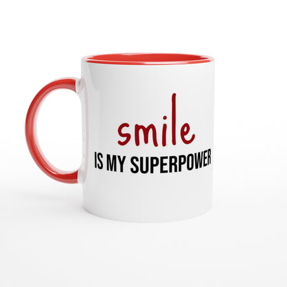 Smile Is My Superpower – Mug Bicolore – Tazza in Ceramica Divertente e Motivazionale