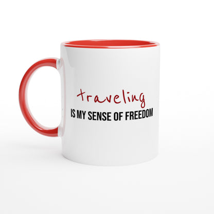 Travel Is Freedom – Tazza  con Frase Motivazionale e Bussola – Mug Minimal per Amanti dell’Esplorazione e dei Viaggi