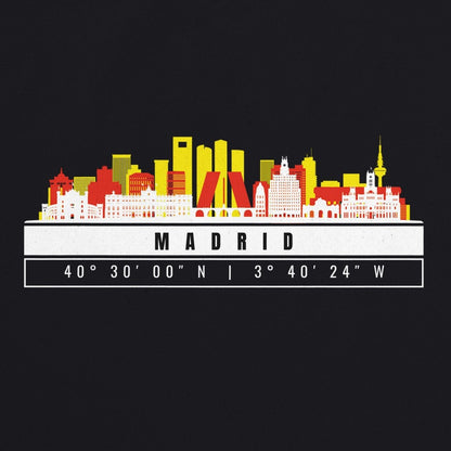 Madrid Skyline Tote Bag – Borsa in Cotone Riutilizzabile con Coordinate