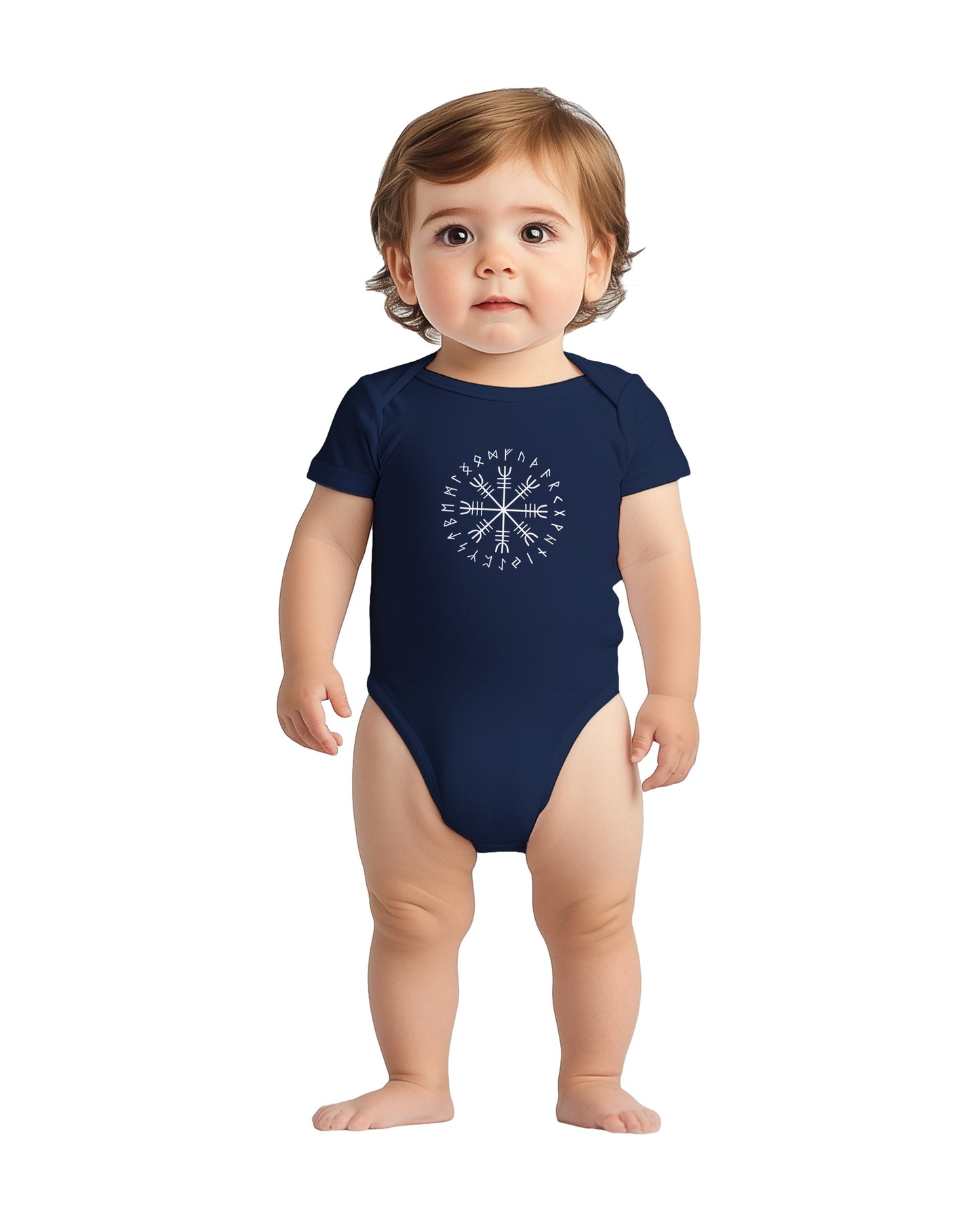 Vegvisir Viking Baby Bodysuit – Norse Compass Symbol Cotton Onesie