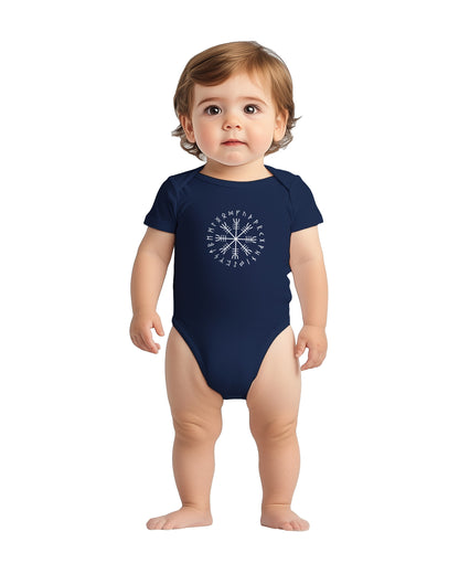 Vegvisir Viking Baby Bodysuit – Norse Compass Symbol Cotton Onesie