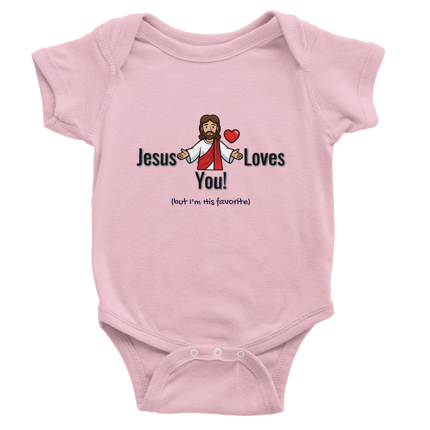 Jesus Loves You But I’m His Favorite Classic Baby Short Sleeve Bodysuit - Funny Christian Humor Baby Outfit