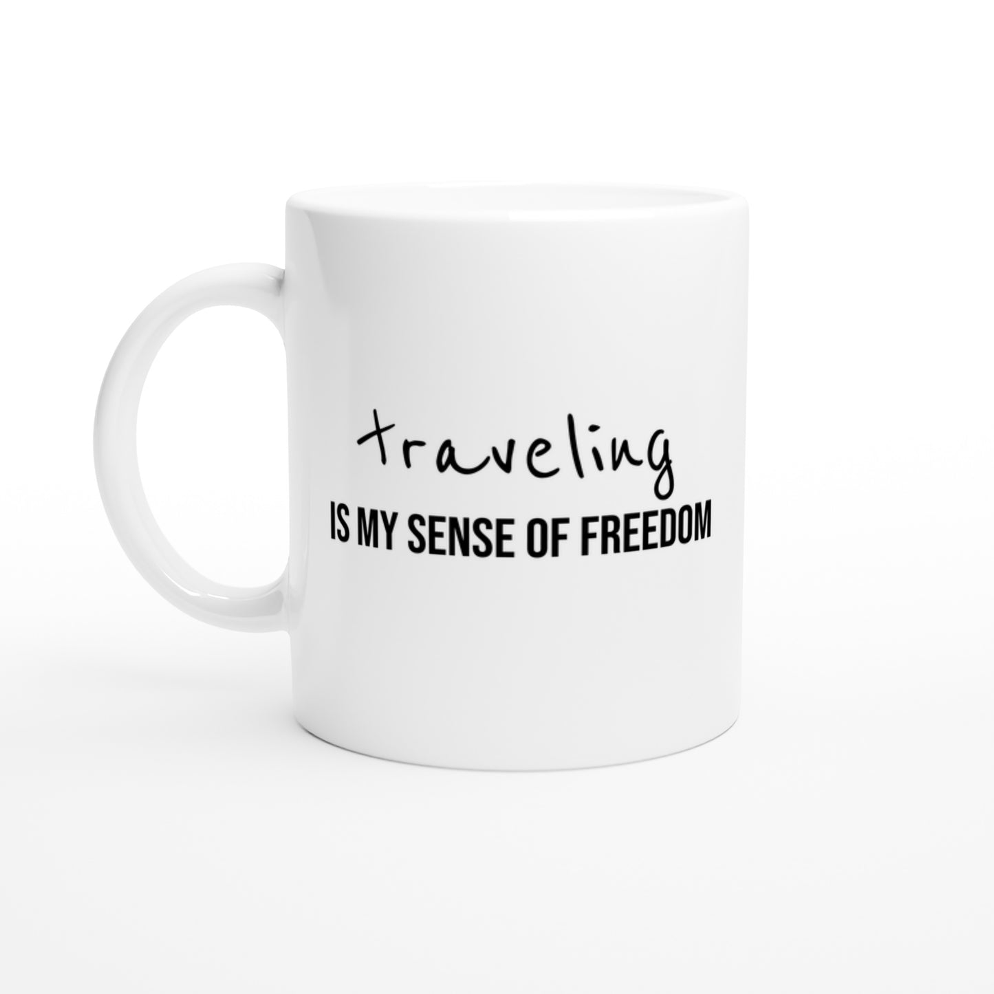 Travel Is Freedom – Tazza  con Frase Motivazionale e Bussola – Mug Minimal per Amanti dell’Esplorazione e dei Viaggi