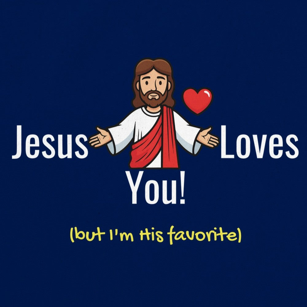 Tote Bag "Jesus Loves You (but I'm his favorite)" – Borsa in Tela Divertente, Regalo Ironico Cristiano