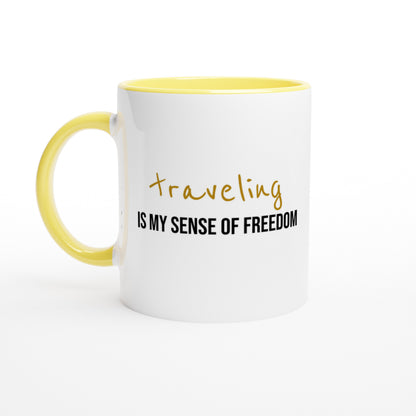 Travel Is Freedom – Tazza  con Frase Motivazionale e Bussola – Mug Minimal per Amanti dell’Esplorazione e dei Viaggi