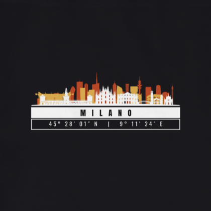 Milano Skyline Tote Bag – Borsa in Cotone Riutilizzabile con Coordinate