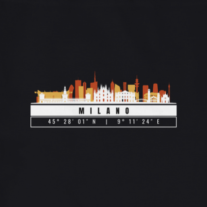 Milano Skyline Tote Bag – Borsa in Cotone Riutilizzabile con Coordinate