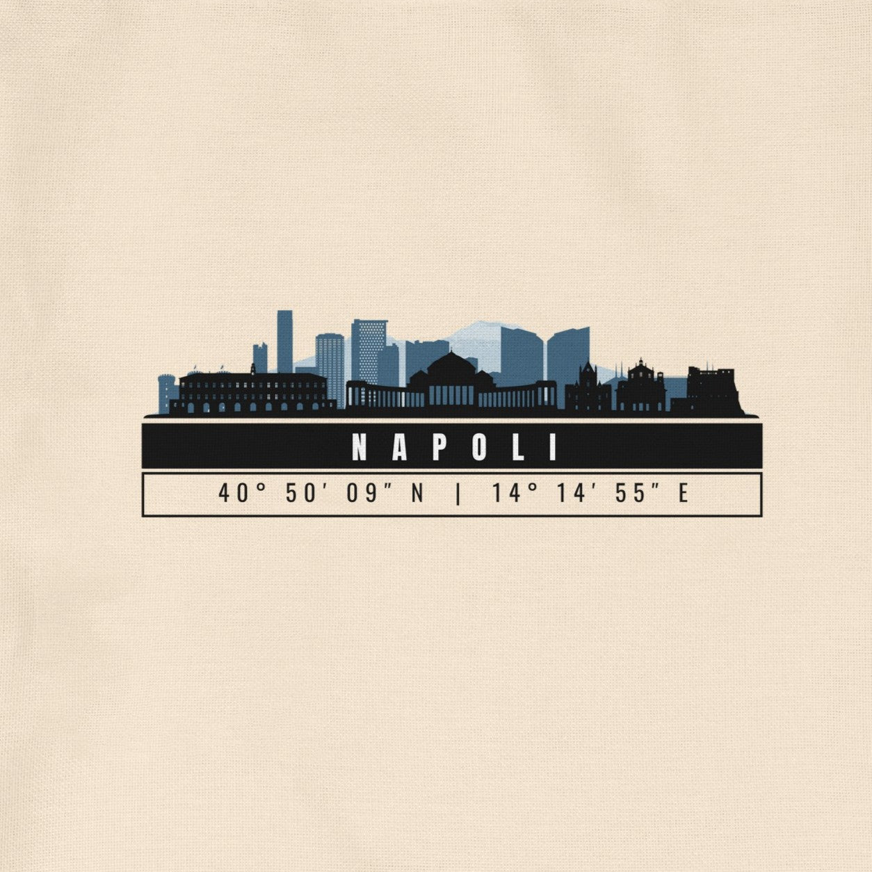 Napoli Skyline Tote Bag – Borsa in Cotone Riutilizzabile con Coordinate