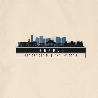 Napoli Skyline Tote Bag – Borsa in Cotone Riutilizzabile con Coordinate