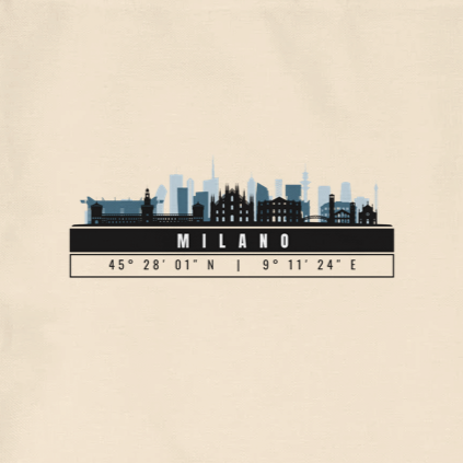 Milano Skyline Tote Bag – Borsa in Cotone Riutilizzabile con Coordinate