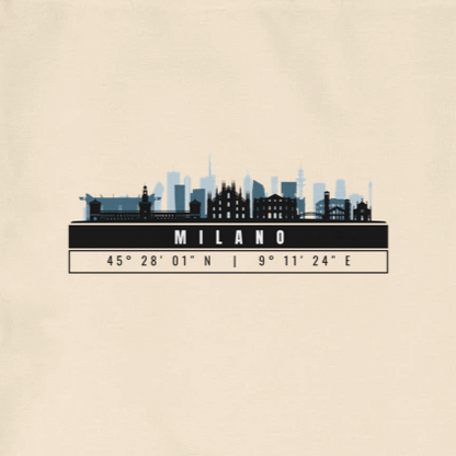 Milano Skyline Tote Bag – Borsa in Cotone Riutilizzabile con Coordinate