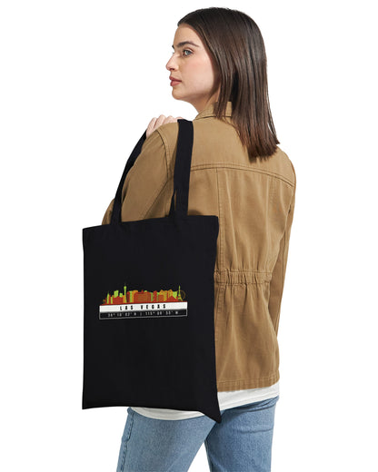 Las Vegas Skyline Tote Bag – Borsa in Cotone Riutilizzabile con Coordinate