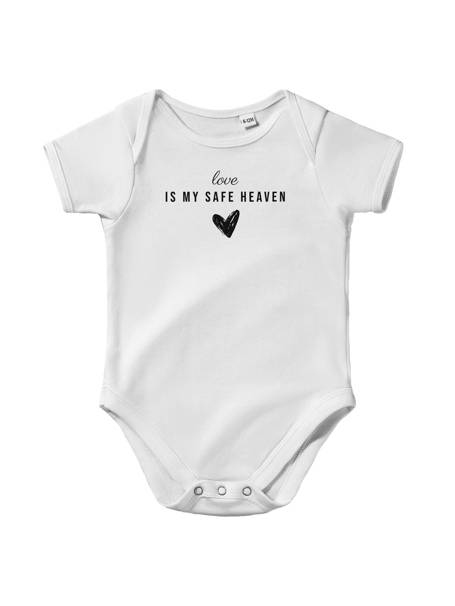 "Love Is My Safe Heaven” Baby Bodysuit – Cute heart on your little love