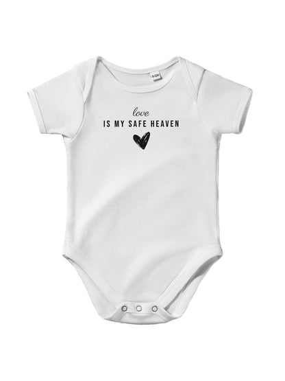 "Love Is My Safe Heaven” Baby Bodysuit – Cute heart on your little love