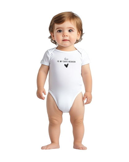 "Love Is My Safe Heaven” Baby Bodysuit – Cute heart on your little love