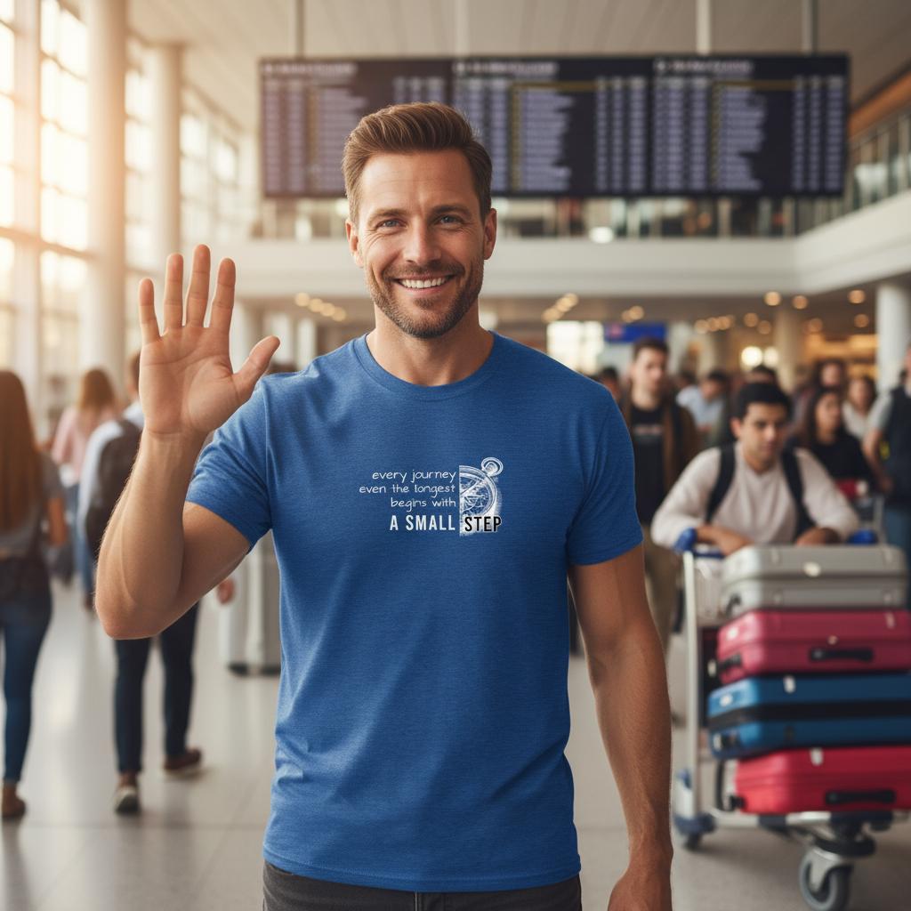 Every Journey Begins With a Small Step – T‑Shirt con Citazione Motivazionale