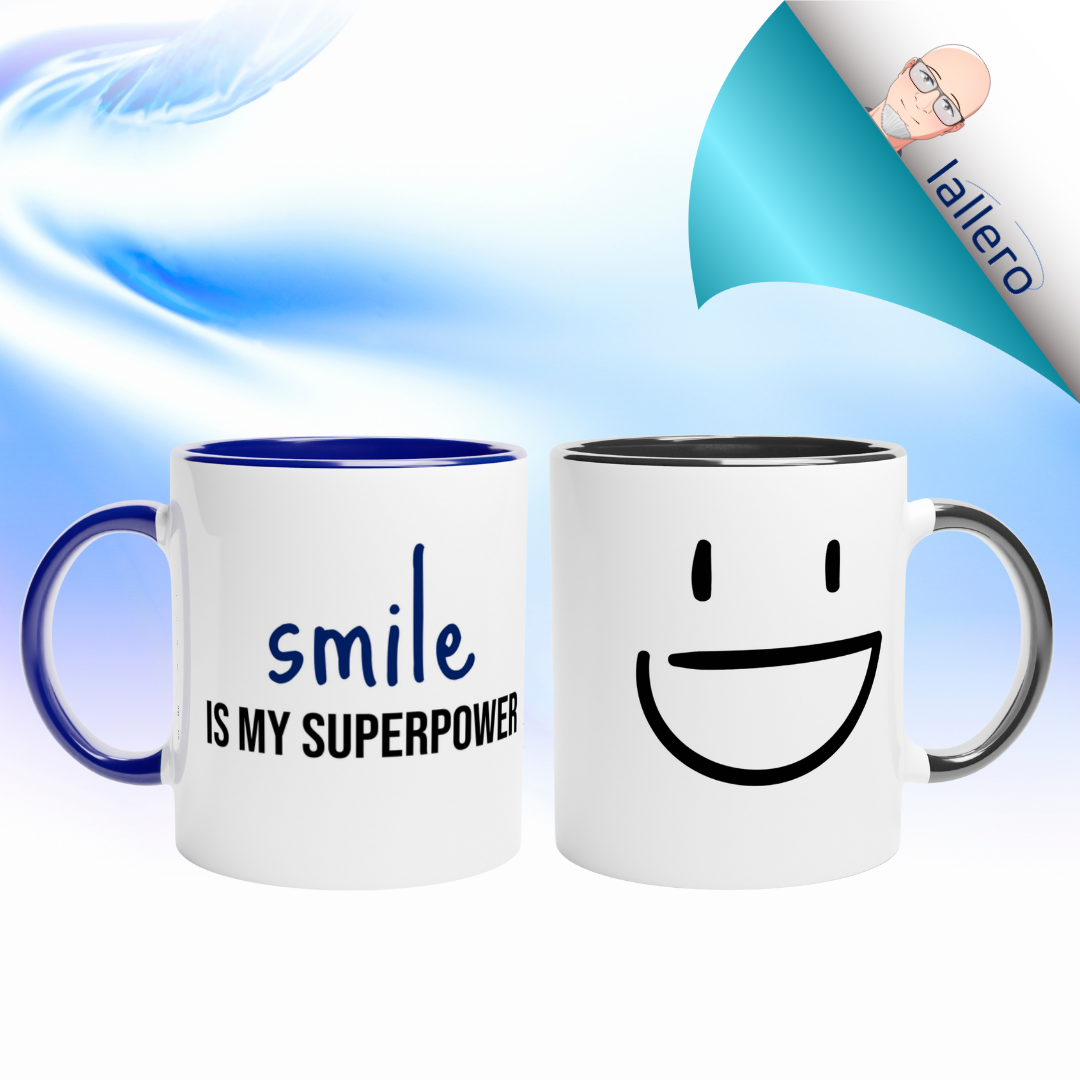 Smile Is My Superpower – Mug Bicolore – Tazza in Ceramica Divertente e Motivazionale