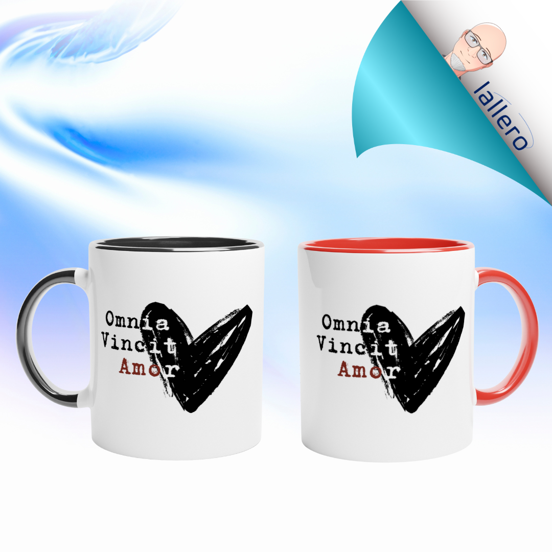 Omnia Vincit Amor – Tazza in Ceramica d'Autore: l'Amore Vince Tutto!