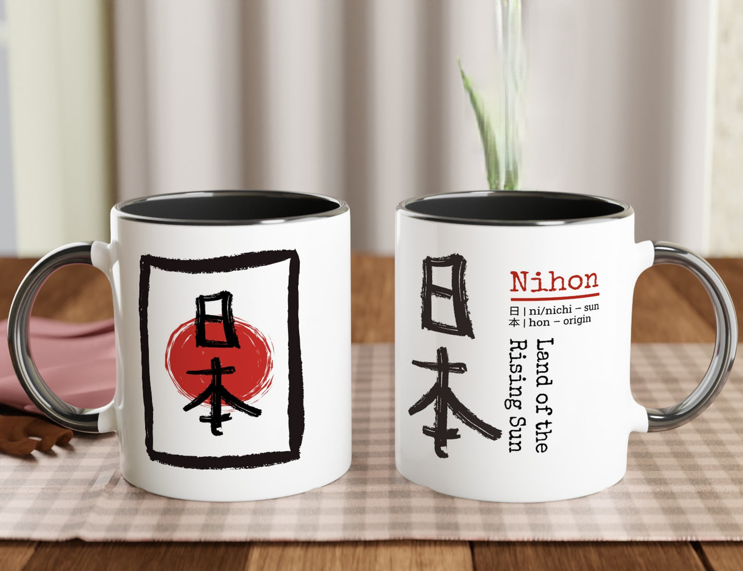 Nihon Kanji Mug – "Land of the Rising Sun” Japanese Ceramic Mug (11oz)
