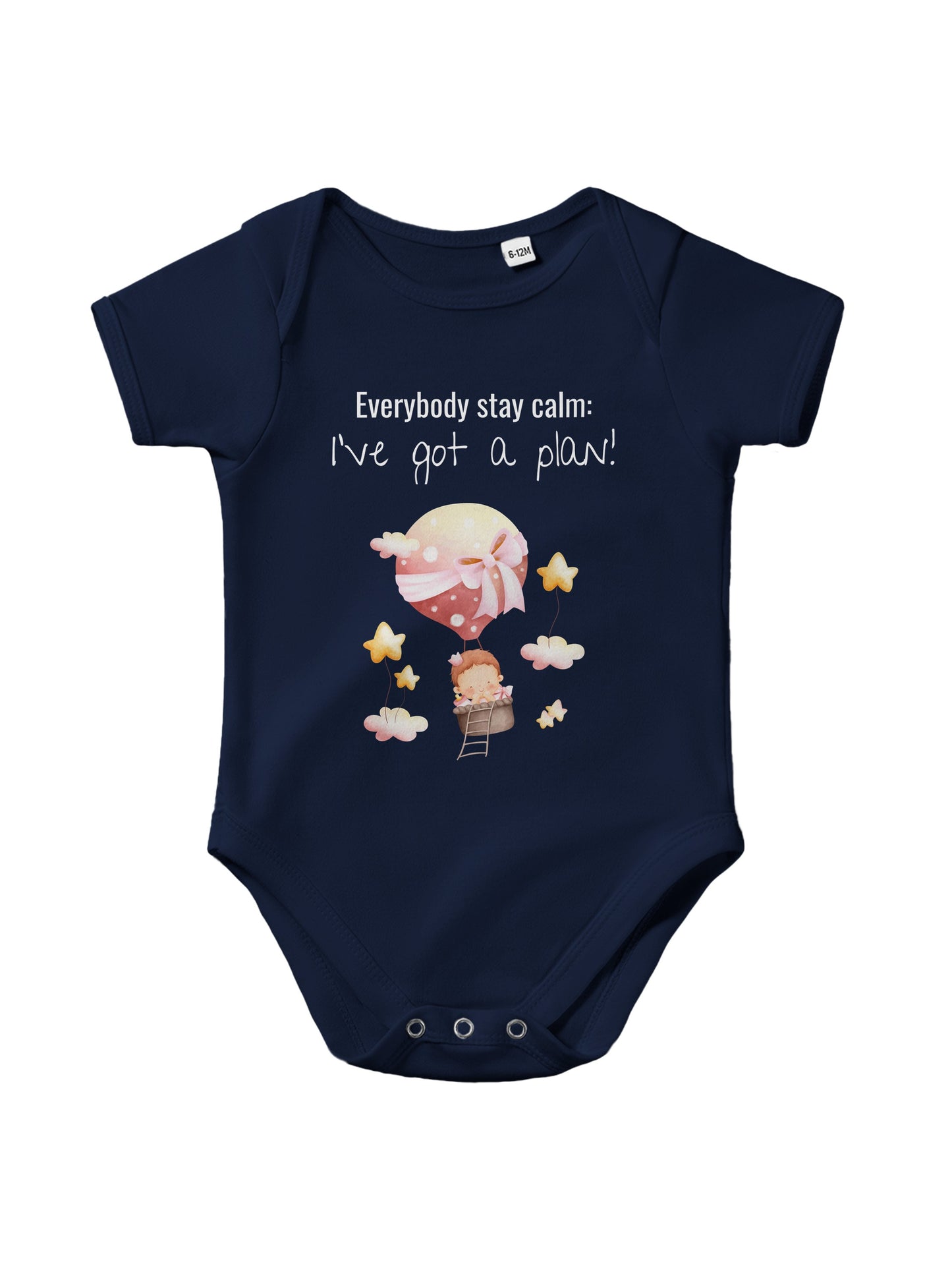 "Everybody Stay Calm! I’ve Got a Plan” Baby Bodysuit – Cute flying Baby Design