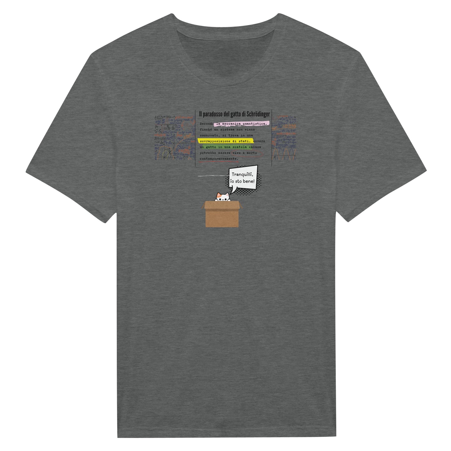 T-shirt Paradosso del Gatto di Schrödinger - Design in Italiano - Maglia Nerd Scienza e Fisica Quantistica