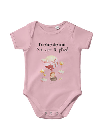 "Everybody Stay Calm! I’ve Got a Plan” Baby Bodysuit – Cute flying Baby Design