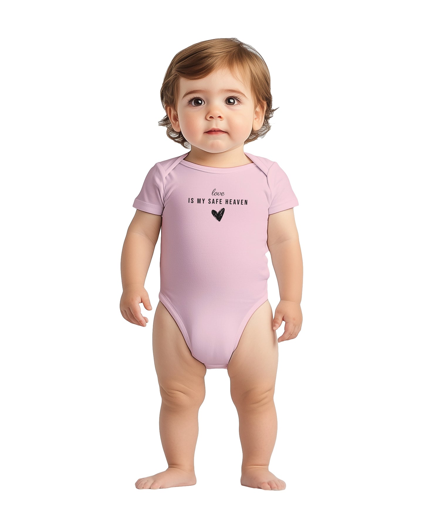 "Love Is My Safe Heaven” Baby Bodysuit – Cute heart on your little love