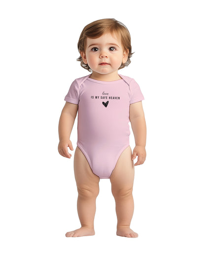 "Love Is My Safe Heaven” Baby Bodysuit – Cute heart on your little love